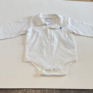 Ralph Lauren White Baby Bodysuit with Blue Logo